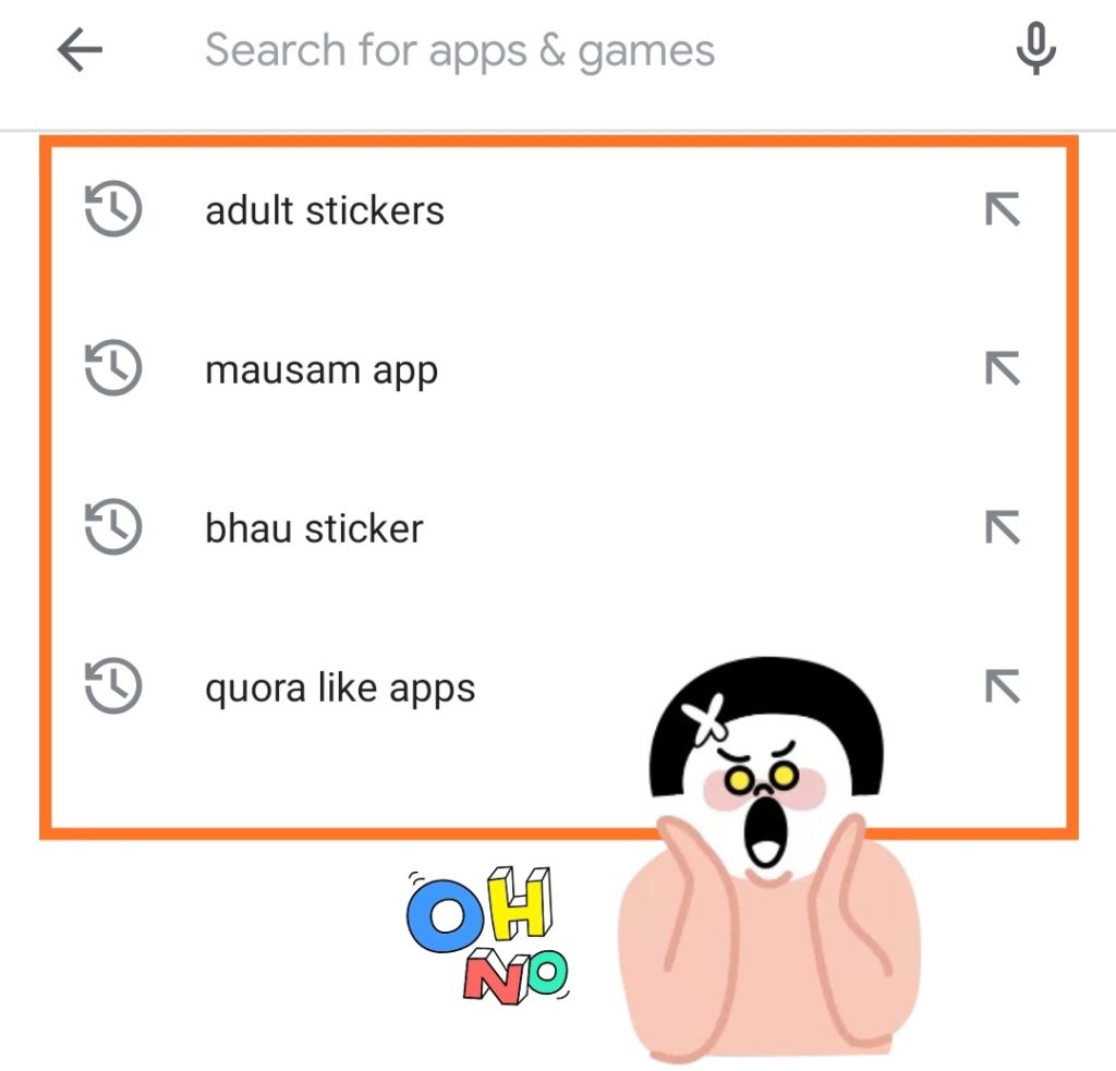 Remove Search History in Google Play